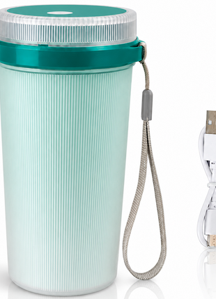 Portable USB Rechargeable Blender 300ml Personal Juicer Cup with 6 Stainless Steel Blades, 40W, 1200mAh Battery- Green