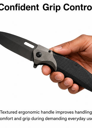 EDC Folding Pocket Knife Stainless Steel Blade Textured Handle 22.9 cm Overall Length