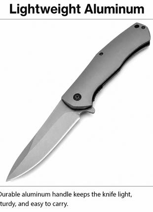 Folding Pocket Knife Aluminum Handle Manual Flip Blade EDC Utility Knife Gray