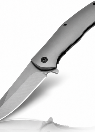 Folding Pocket Knife Aluminum Handle Manual Flip Blade EDC Utility Knife Gray