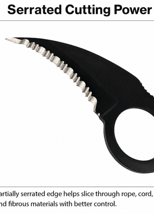 Fixed Blade Knife with Sheath Black ABS Handle Serrated Edge Utility Outdoor Tool