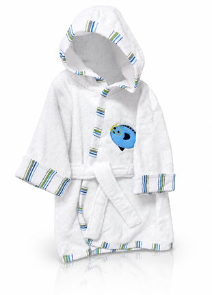White Cotton Baby Hooded Bathrobe with Belt
