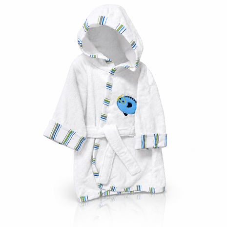 White Cotton Baby Hooded Bathrobe with Belt