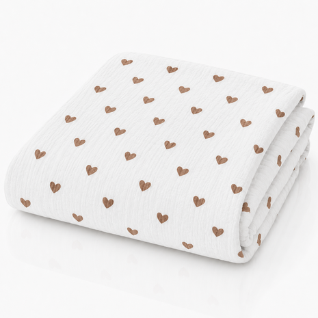 100% Cotton Muslin Baby Swaddle Blanket 110 x 110 cm Lightweight Breathable Soft Newborn Wrap Hearts