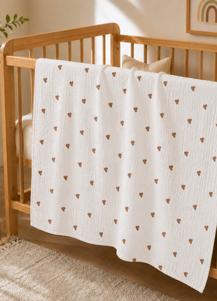 100% Cotton Muslin Baby Swaddle Blanket 110 x 110 cm Lightweight Breathable Soft Newborn Wrap Hearts
