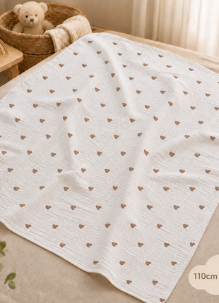100% Cotton Muslin Baby Swaddle Blanket 110 x 110 cm Lightweight Breathable Soft Newborn Wrap Hearts