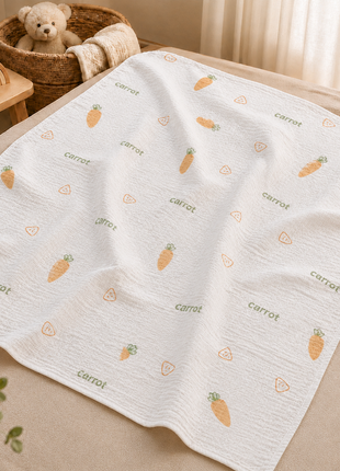 100% Cotton Muslin Baby Swaddle Blanket 110 x 110 cm Lightweight Breathable Soft Newborn Wrap Carrot