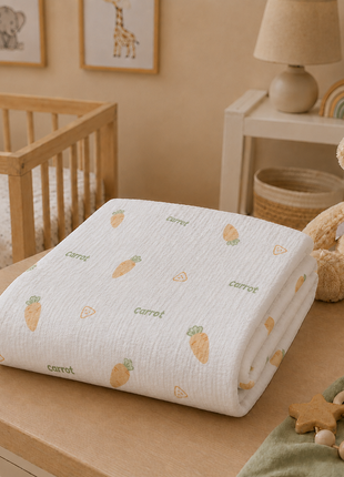 100% Cotton Muslin Baby Swaddle Blanket 110 x 110 cm Lightweight Breathable Soft Newborn Wrap Carrot