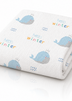 100% Cotton Muslin Baby Swaddle Blanket 110 x 110 cm Lightweight Breathable Soft Newborn Wrap Whale
