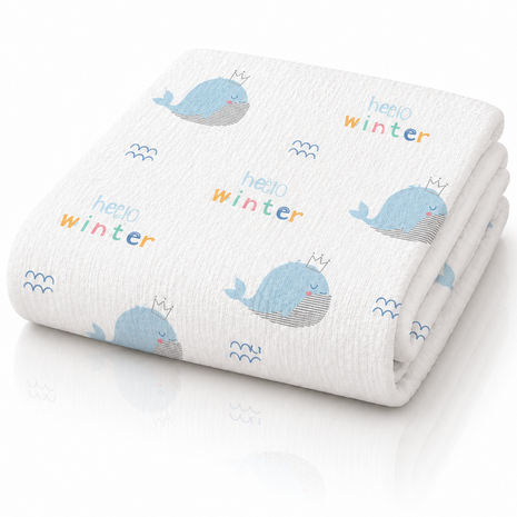 100% Cotton Muslin Baby Swaddle Blanket 110 x 110 cm Lightweight Breathable Soft Newborn Wrap Whale