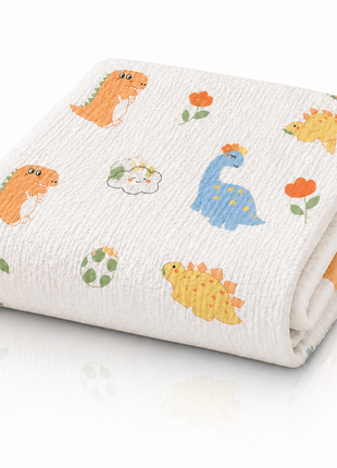 100% Cotton Muslin Baby Swaddle Blanket 110 x 110 cm Lightweight Breathable Soft Newborn Wrap Dinosaur