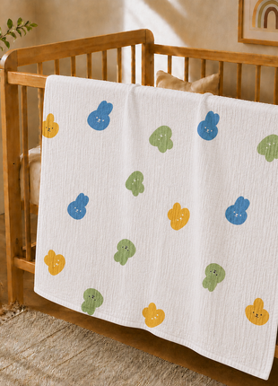 100% Cotton Muslin Baby Swaddle Blanket 110 x 110 cm Lightweight Breathable Soft Newborn Wrap Bunnies