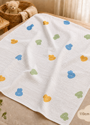 100% Cotton Muslin Baby Swaddle Blanket 110 x 110 cm Lightweight Breathable Soft Newborn Wrap Bunnies
