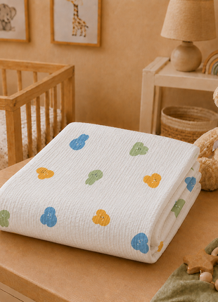 100% Cotton Muslin Baby Swaddle Blanket 110 x 110 cm Lightweight Breathable Soft Newborn Wrap Bunnies