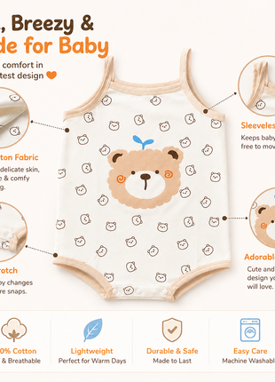 Baby Girls 100% Cotton Sleeveless Bodysuit Size 90 (12–18 Months)