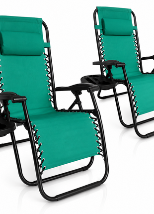 Outdoor Folding Reclining Lounge Chair 110×68×65 cm – Steel/Textilene – Adjustable Headrest & Cup‑Holder Tray – Multiple Colours