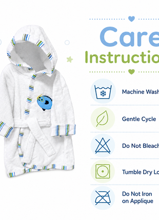 White Cotton Baby Hooded Bathrobe with Belt