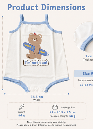 Baby Girls 100% Cotton Sleeveless Bodysuit Size 90 (12–18 Months)