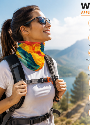 Stretch Microfiber Neck Gaiter Face Cover, Headband and Bandana for Sun, Dust, Outdoor Sports and Daily Use