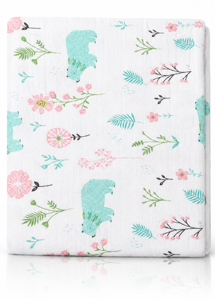 Cotton Muslin Swaddle Blanket Botanical Print