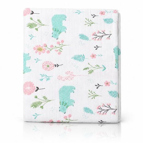 Cotton Muslin Swaddle Blanket Botanical Print