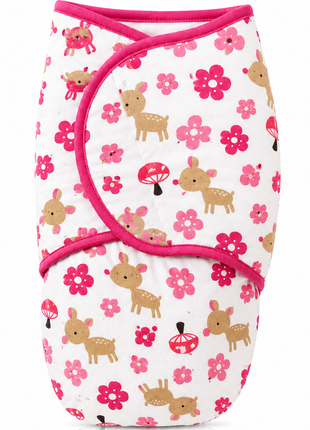 100% Cotton Baby Swaddle with Hook-and-Loop (Velcro) Fastening Small/Medium 3.2–6.4 kg Soft Breathable Baby Wrap - Deer
