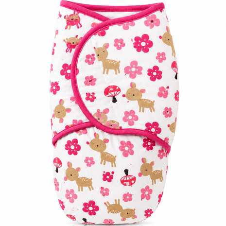 100% Cotton Baby Swaddle with Hook-and-Loop (Velcro) Fastening Small/Medium 3.2–6.4 kg Soft Breathable Baby Wrap - Deer
