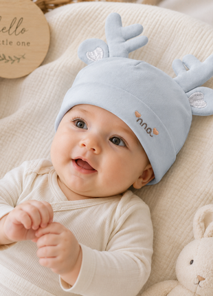 Cotton Baby Hat for 0–12 Months | Soft Lightweight Infant Cap with Ear Design | Boxed Gift Baby Beanie