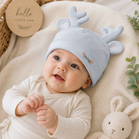 Cotton Baby Hat for 0–12 Months | Soft Lightweight Infant Cap with Ear Design | Boxed Gift Baby Beanie
