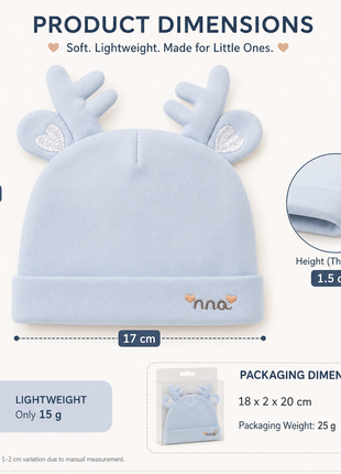 Cotton Baby Hat for 0–12 Months | Soft Lightweight Infant Cap with Ear Design | Boxed Gift Baby Beanie