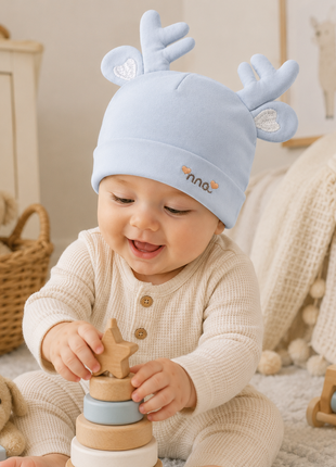 Cotton Baby Hat for 0–12 Months | Soft Lightweight Infant Cap with Ear Design | Boxed Gift Baby Beanie