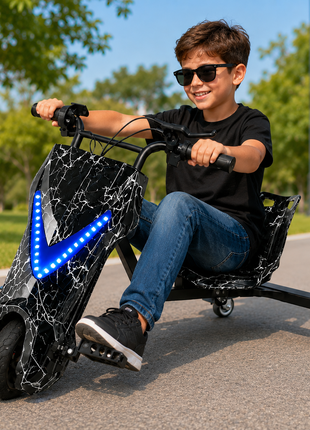 3-Wheel Electric Drifting Trike 36V 3.6Ah – ABS Body, Bluetooth Music, PU Wheels