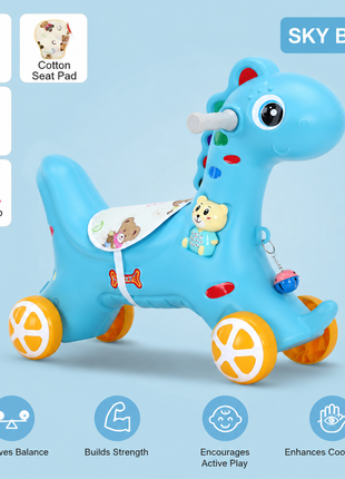 2-in-1 Toddler Rock and Ride Pony – Convertible Rocker/Ride-On – Blue