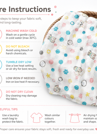 Cotton Muslin Swaddle Blanket, With Pastel Puppy Dots Print