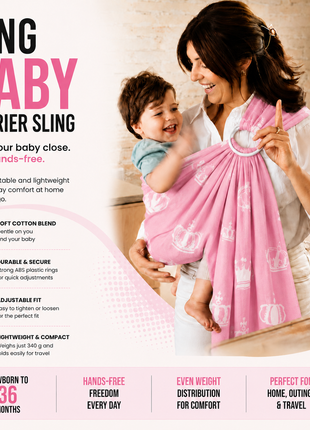 Ring Baby Carrier Sling Cotton Blend with ABS Plastic Rings- Stripe