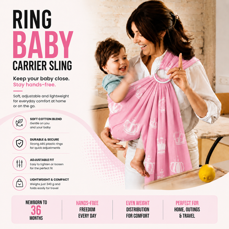 Ring Baby Carrier Sling Cotton Blend with ABS Plastic Rings- Navy
