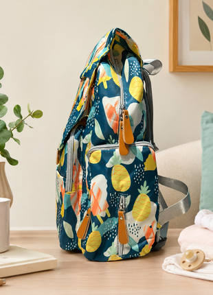 Diaper Backpack Bag 25L Waterproof, Bottle Holders & Wipe Pocket tropical summer fruit and popsicle pattern