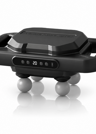 4-Head Percussion Massage Gun, 12W Deep Tissue Massager, USB-C Rechargeable, 20 Speeds, 6 Modes, LCD Display, 120 min Battery -Black