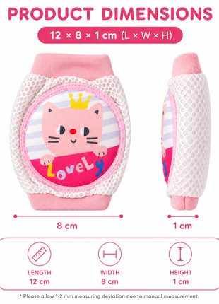 Baby Crawling Knee Pads – Soft Mesh Anti-Slip Cushioned Protectors – Breathable Cotton-Blend – Mixed Cartoon -Lovely Cat