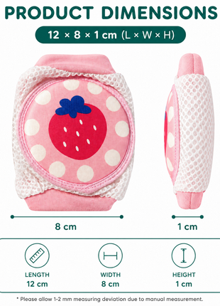 Baby Crawling Knee Pads – Soft Mesh Anti-Slip Cushioned Protectors – Breathable Cotton-Blend – Mixed Cartoon - Strawberry 2