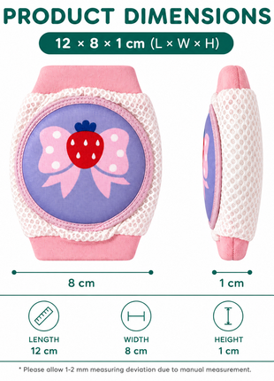 Baby Crawling Knee Pads – Soft Mesh Anti-Slip Cushioned Protectors – Breathable Cotton-Blend – Mixed Cartoon - Strawberry 3