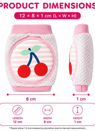 Baby Crawling Knee Pads – Soft Mesh Anti-Slip Cushioned Protectors – Breathable Cotton-Blend – Mixed Cartoon - Cherry