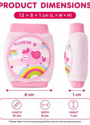 Baby Crawling Knee Pads – Soft Mesh Anti-Slip Cushioned Protectors – Breathable Cotton-Blend – Mixed Cartoon - Rainbow