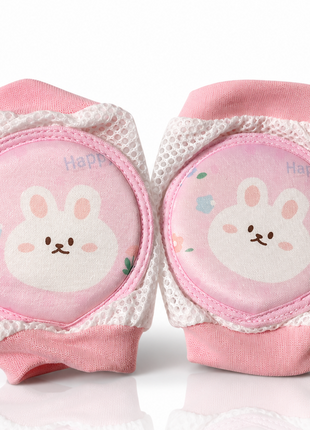 Baby Crawling Knee Pads – Soft Mesh Anti-Slip Cushioned Protectors – Breathable Cotton-Blend – Mixed Cartoon - Bunny