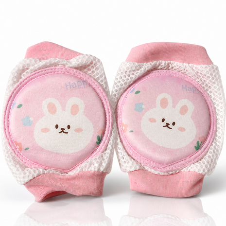 Baby Crawling Knee Pads – Soft Mesh Anti-Slip Cushioned Protectors – Breathable Cotton-Blend – Mixed Cartoon - Bunny
