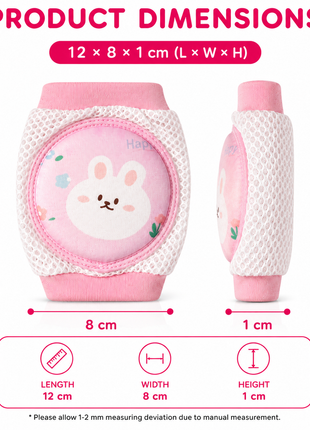 Baby Crawling Knee Pads – Soft Mesh Anti-Slip Cushioned Protectors – Breathable Cotton-Blend – Mixed Cartoon - Bunny