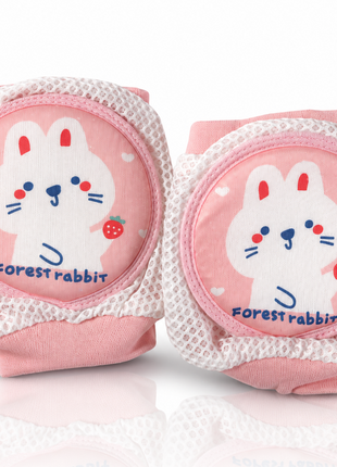 Baby Crawling Knee Pads – Soft Mesh Anti-Slip Cushioned Protectors – Breathable Cotton-Blend – Mixed Cartoon - Rabbit