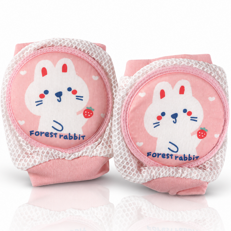 Baby Crawling Knee Pads – Soft Mesh Anti-Slip Cushioned Protectors – Breathable Cotton-Blend – Mixed Cartoon - Rabbit