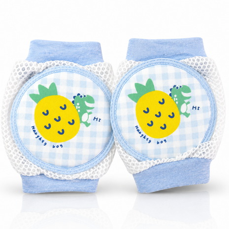 Baby Crawling Knee Pads – Soft Mesh Anti-Slip Cushioned Protectors – Breathable Cotton-Blend – Mixed Cartoon - Pineapple