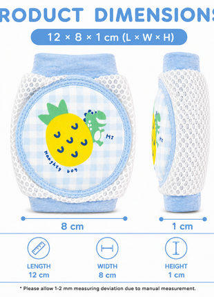 Baby Crawling Knee Pads – Soft Mesh Anti-Slip Cushioned Protectors – Breathable Cotton-Blend – Mixed Cartoon - Pineapple
